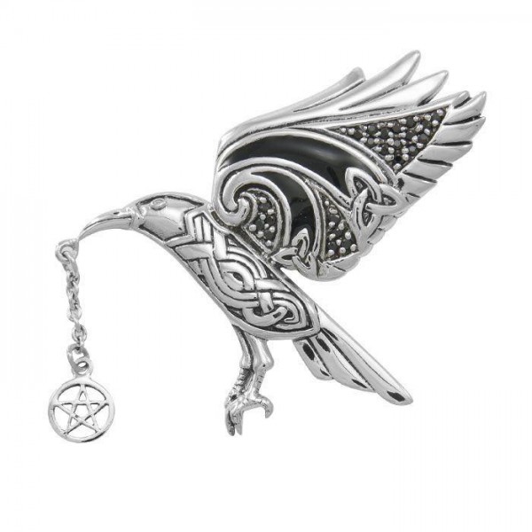 Macha Raven Goddess Pendant, Sterling