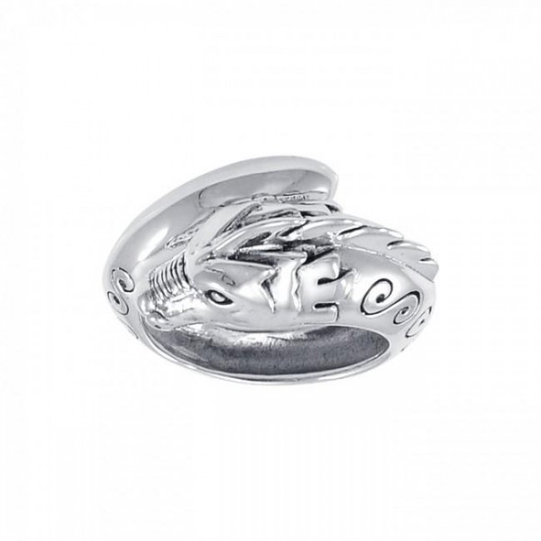 Dragon Ring, Viking Style, Sterling