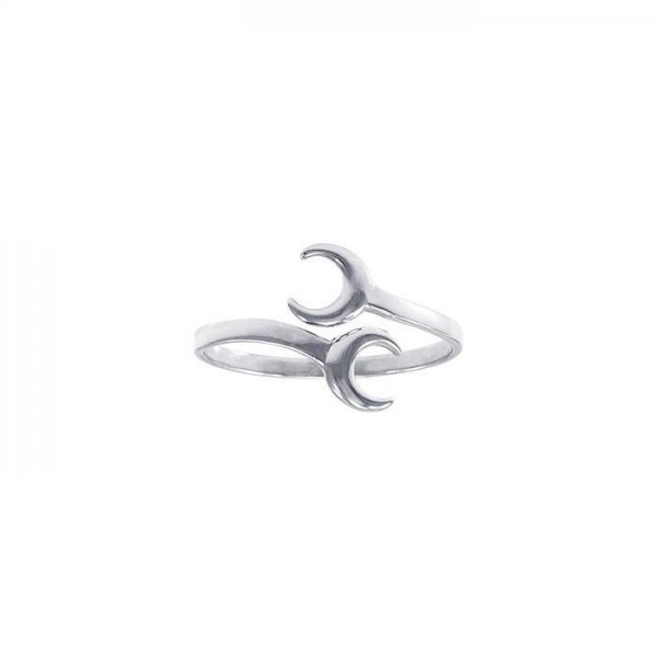 Double Crescent Moon Ring, Sterling