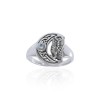 Moonstone Owl Moon Ring, Sterling Moonstone Owl Moon Ring, Sterling