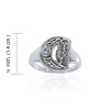 Moonstone Owl Moon Ring, Sterling Moonstone Owl Moon Ring, Sterling