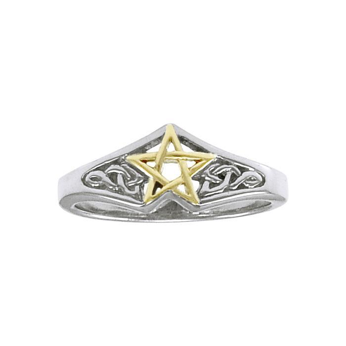 Boucles d’oreilles Pentagram d’or, Sterling Boucles d’oreilles Pentagram d’or, Sterling