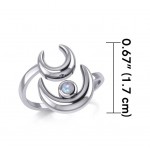 Double Moon Ring, Moonstone, Sterling
