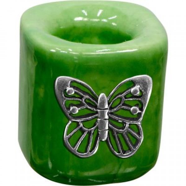 Mini Chime Candle Holder: Green Butterfly