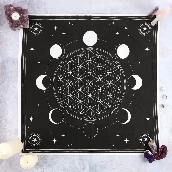Moon Phase Flower Of Life Altar Cloth