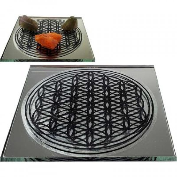 Mirrored Glass Flower Of Life Crystal Grid