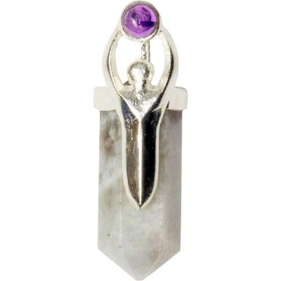 Pendentif en cristal déesse - Pierre de lune et améthyste Pendentif en cristal déesse - Pierre de lune et améthyste