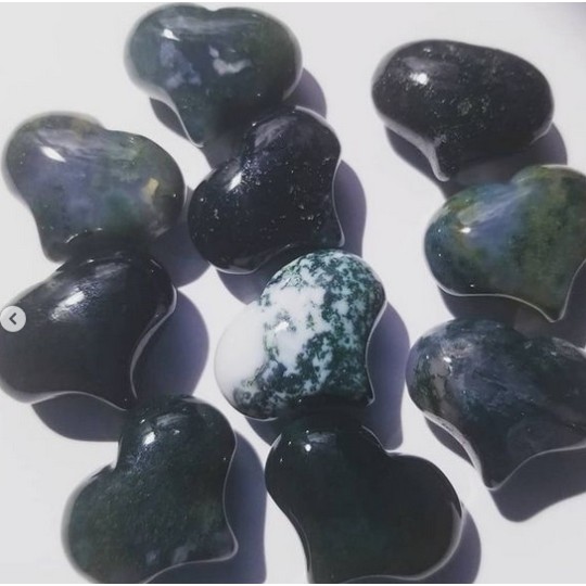 Moss Agate Mini Puffy Heart Moss Agate Mini Puffy Heart