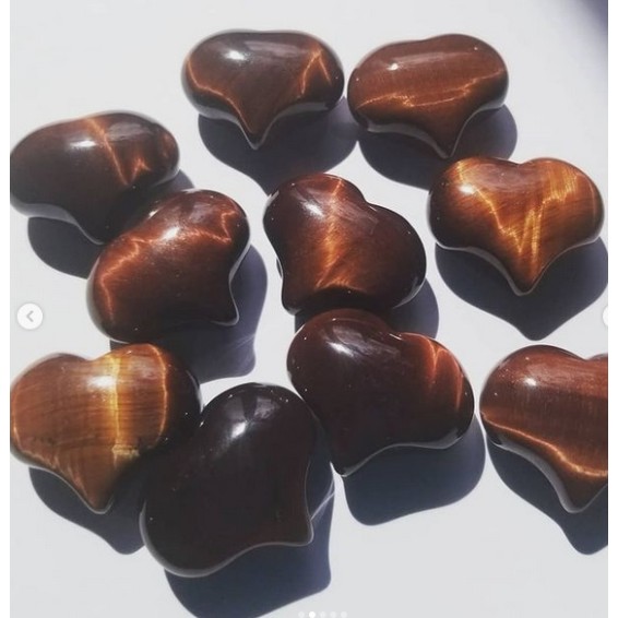 Red Tiger Eye Mini Puffy Hearts Red Tiger Eye Mini Puffy Hearts