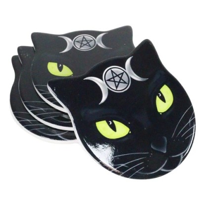 Black Cat Coaster Set Black Cat Coaster Set