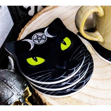 Black Cat Coaster Set Black Cat Coaster Set