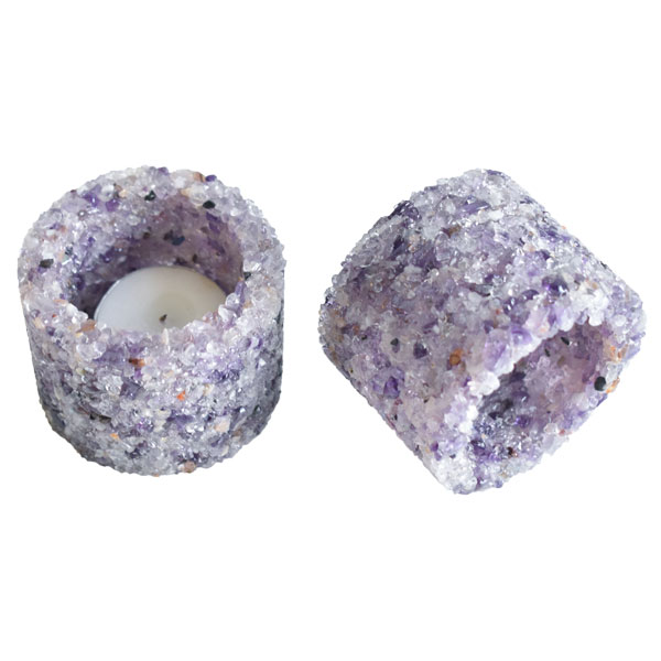 Chip Stone Candle Holder - Amethyst