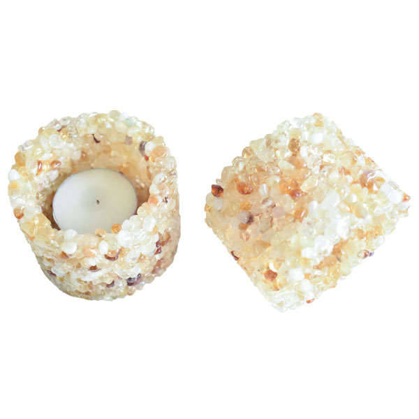 Chip Stone Candle Holder - Carnelian