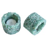 Porte-bougies en pierre à copeaux - Quartz vert