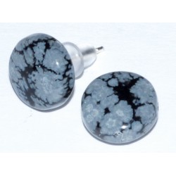 Snowflake Obsidian Stud Earrings