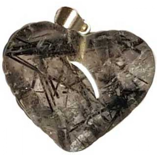 Pendentif coeur en quartz rutilé