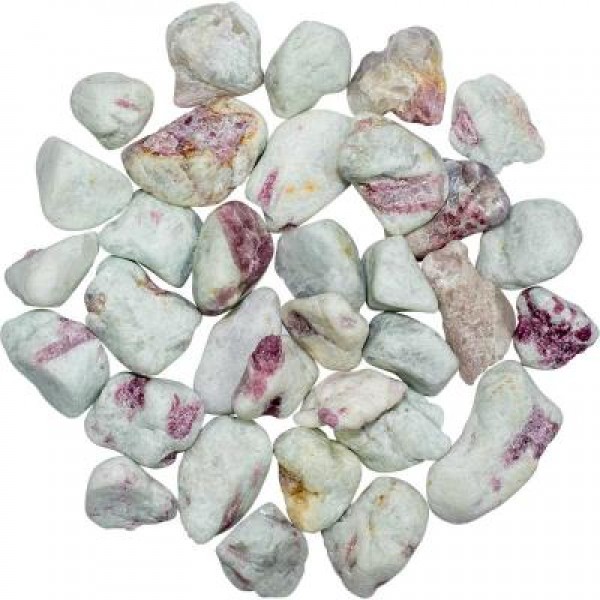 Pink Tourmaline & Quartz, Partially Tumbled (Pack Of 2)