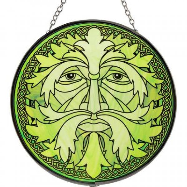 Green Man Stained Glass Hanging