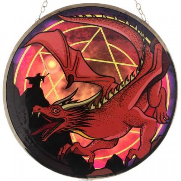 Red Dragon Stained Glass Hanging