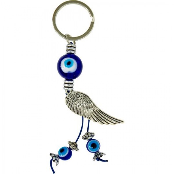Protection Amulet: Evil Eye Angel Wing Keychain