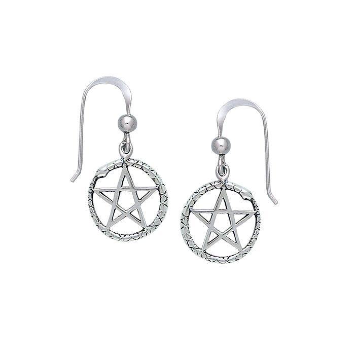 Snake Pentacle Earrings, Sterling