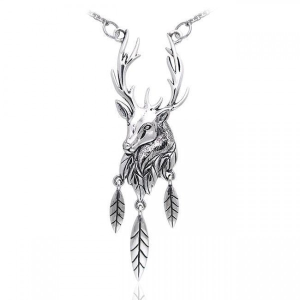 Collier Stag & Leaves, Sterling