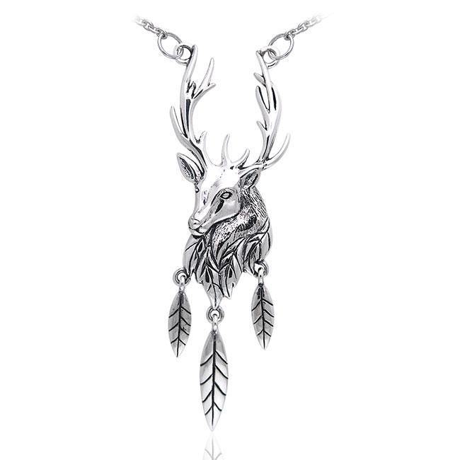 Stag & Leaves Necklace, Sterling Stag & Leaves Necklace, Sterling