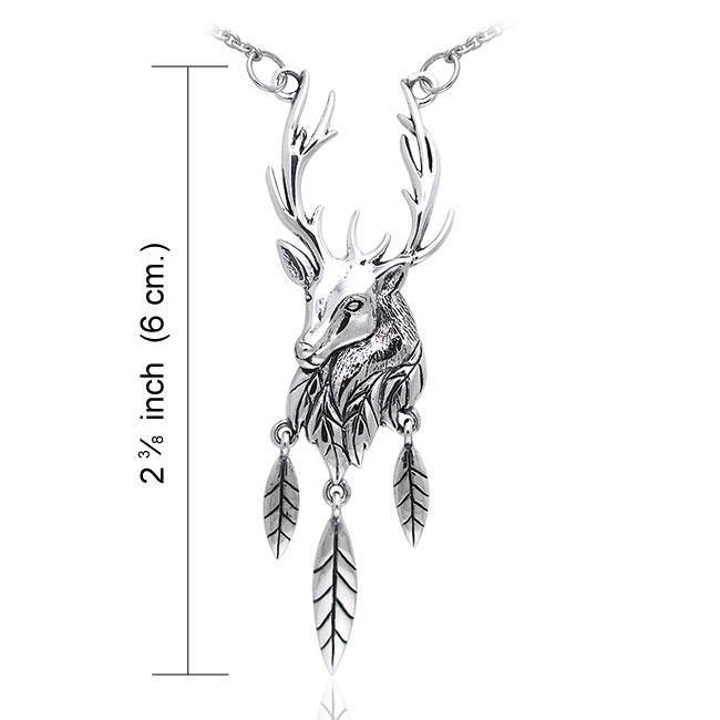 Stag & Leaves Necklace, Sterling Stag & Leaves Necklace, Sterling
