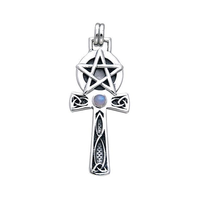 Pendentif Ankh & Pentagram, Pierre de Lune Pendentif Ankh & Pentagram, Pierre de Lune