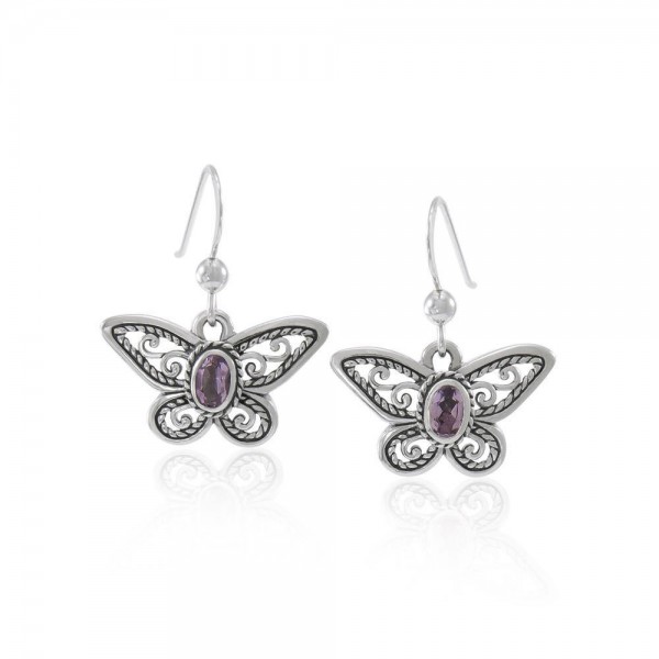 Butterfly Earrings, Amethyst
