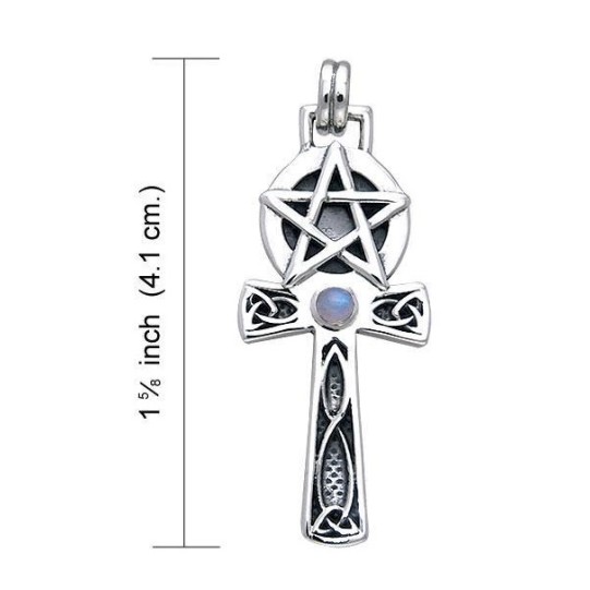 Pendentif Ankh & Pentagram, Pierre de Lune Pendentif Ankh & Pentagram, Pierre de Lune