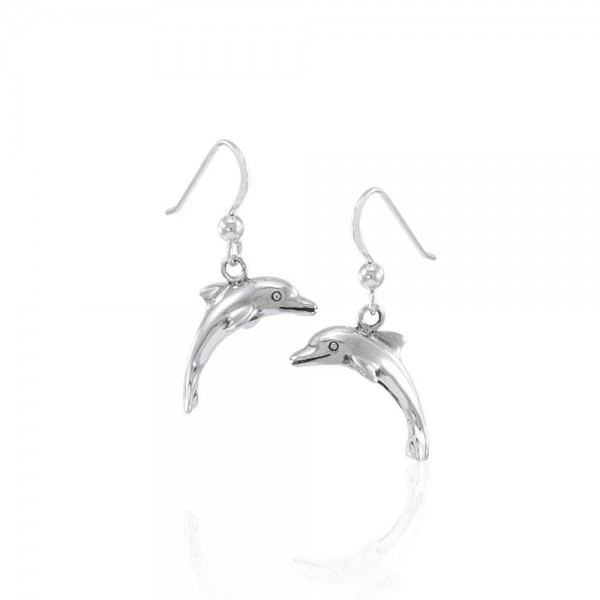 Jumping Dolphin Earrings, Sterling