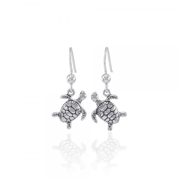 Sea Turtle Earrings, Sterling