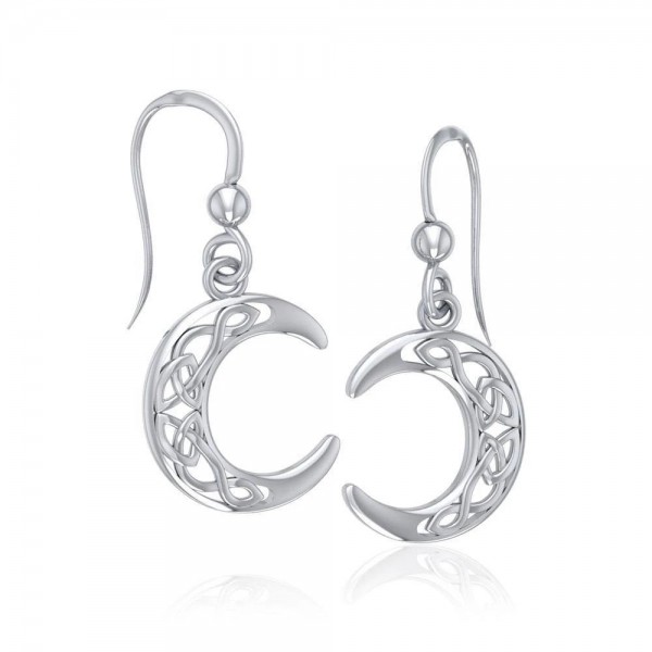 Celtic Moon Earrings, Sterling