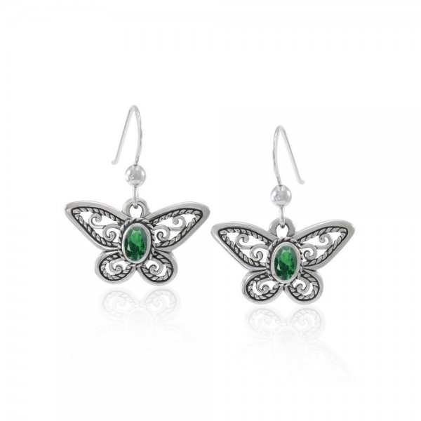 Butterfly Earrings, Emerald