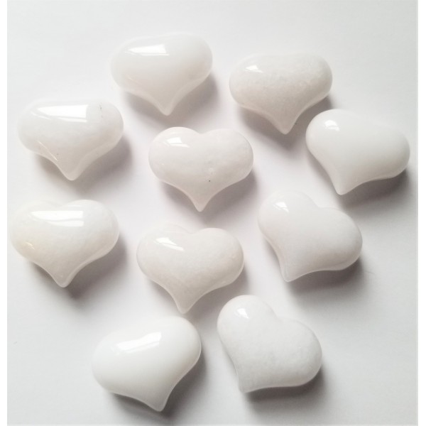 White Jade Mini Puffy Heart
