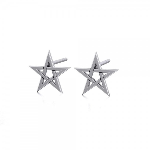 Pentagram Stud Earrings, Sterling