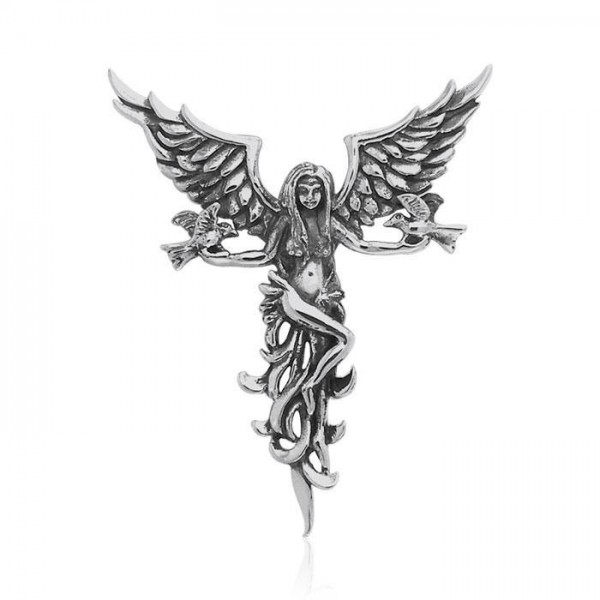 Angel Of Doves Pendant, Sterling