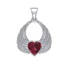 Angel Wing Heart Pendant, Garnet Angel Wing Heart Pendant, Garnet