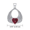 Angel Wing Heart Pendant, Garnet Angel Wing Heart Pendant, Garnet