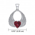 Angel Wing Heart Pendant, Garnet