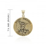 Archangel Michael Pendant, Gold Plated Sterling