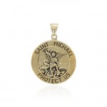 Archangel Michael Pendant, Gold Plated Sterling