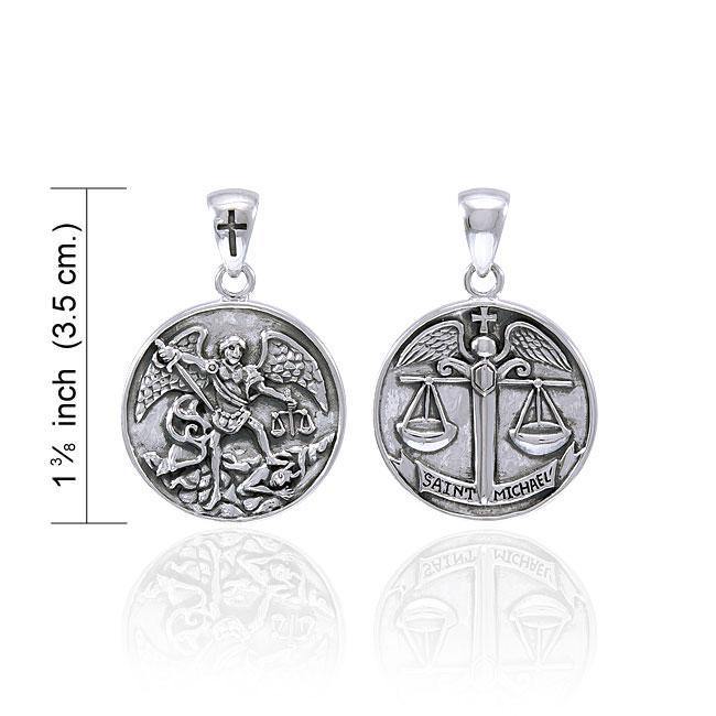 St. Michael Pendant, Double Sided, Sterling St. Michael Pendant, Double Sided, Sterling