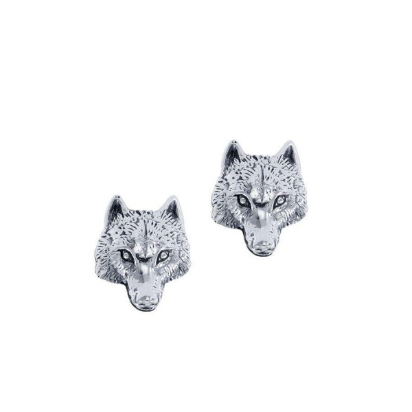 Wolf Stud Earrings, Sterling