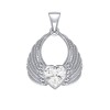 Angel Wing Heart Pendant, Zirconia Angel Wing Heart Pendant, Zirconia