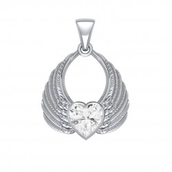 Angel Wing Heart Pendant, Zirconia