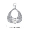 Angel Wing Heart Pendant, Zirconia Angel Wing Heart Pendant, Zirconia