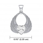 Angel Wing Heart Pendant, Zirconia