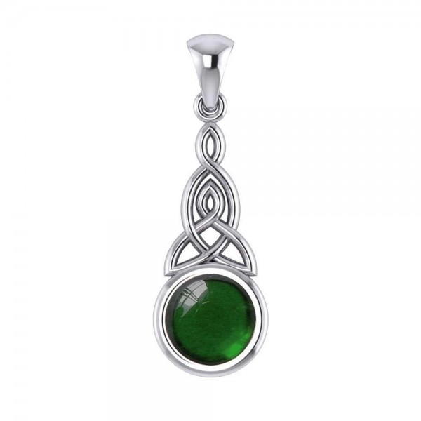 Celtic Triquetra & Gem Pendant - Emerald Glass